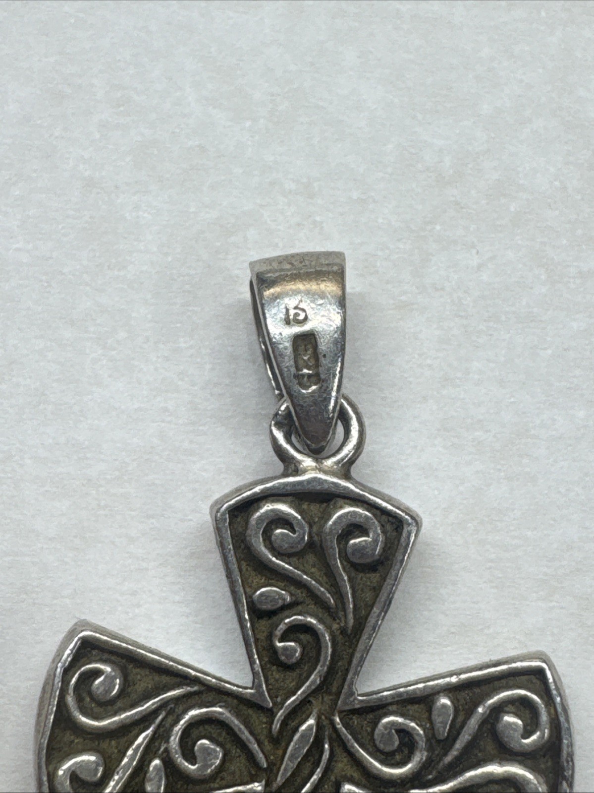 Ankh Genuine Pink and Blue Mother of Pearl Cross 925 Sterling Silver Pendant