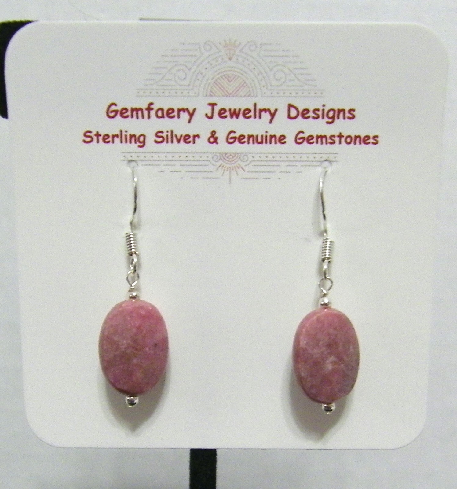 Sterling Silver Faceted RHODONITE Gemstone Dangle Earrings #1946…Handmade USA