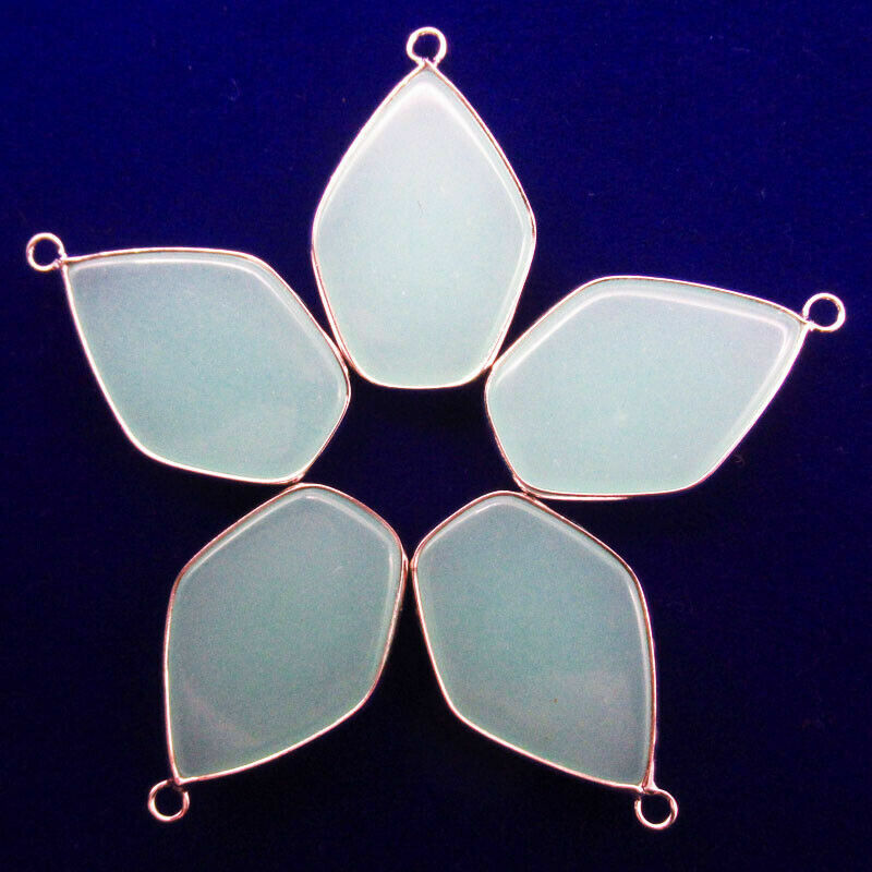 New! 5pcs 37x24x7mm Wrapped Amazonite Gem Freeform Pendant BONUS FREE GIFT!