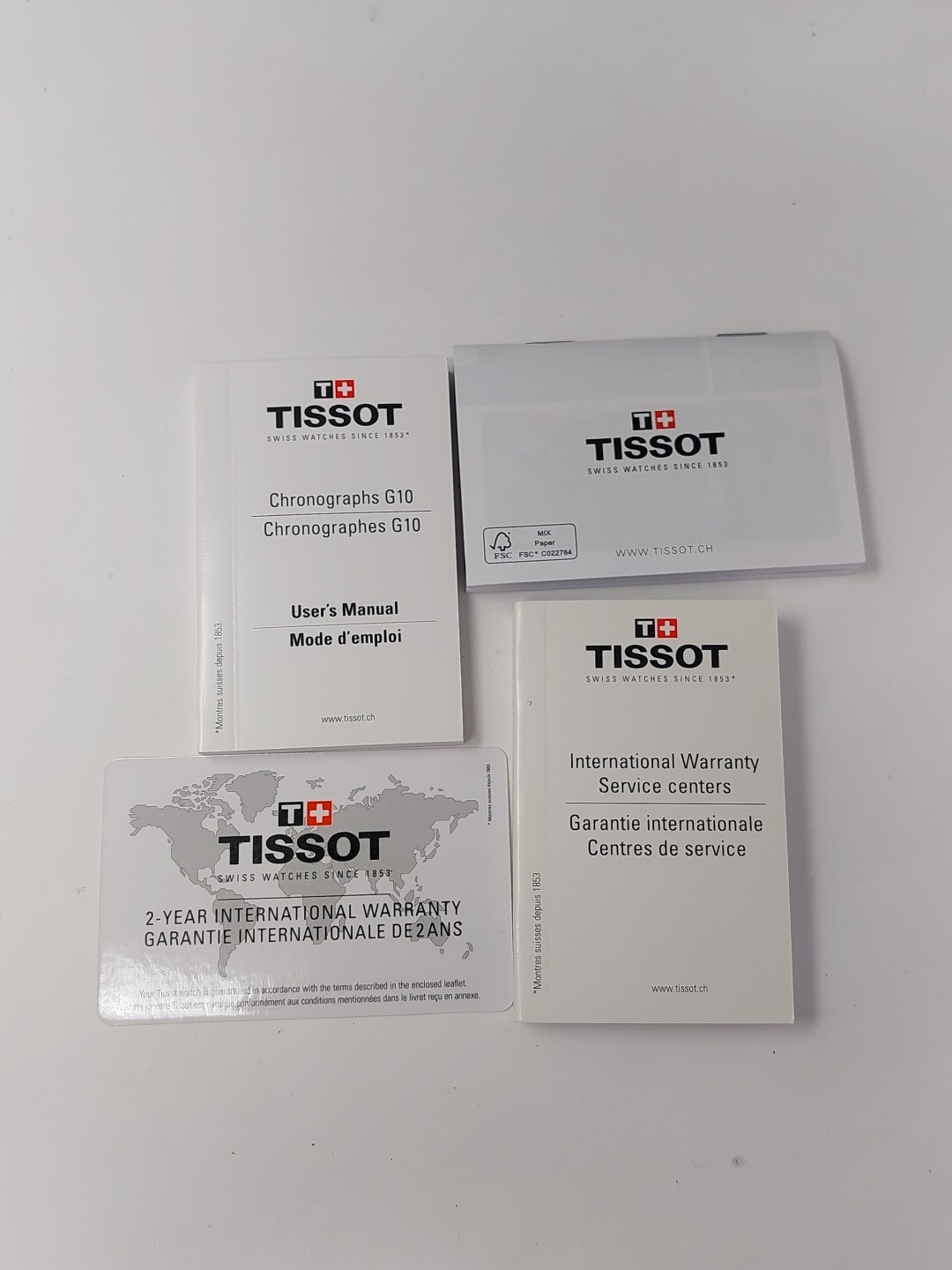 Original TISSOT CHRONOGRAPHS G10 User Manual, Warranty Booklets Swiss Watches
