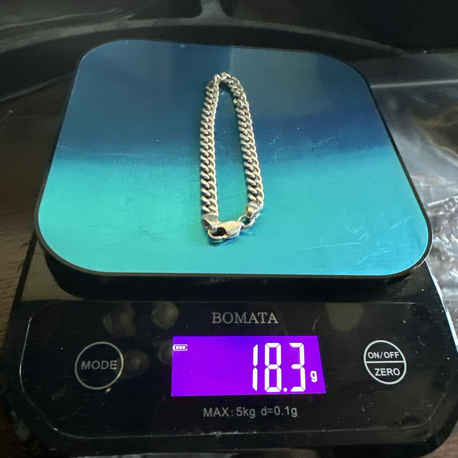 Vintage Cuban Link Chain Bracelet 8.25 Inch Lobster Signed ST 70 Sterling 18.3g