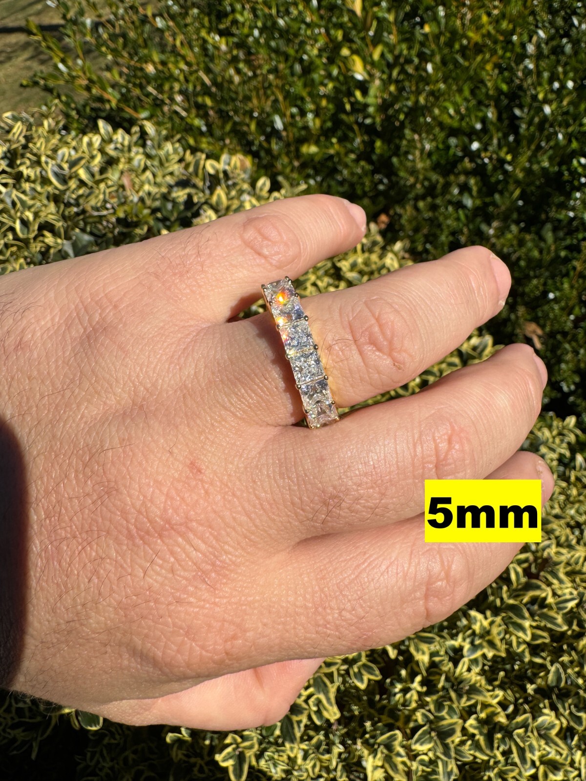 Real Princess Cut Moissanite Eternity Band Wedding Ring 14k Gold Over 925 Silver