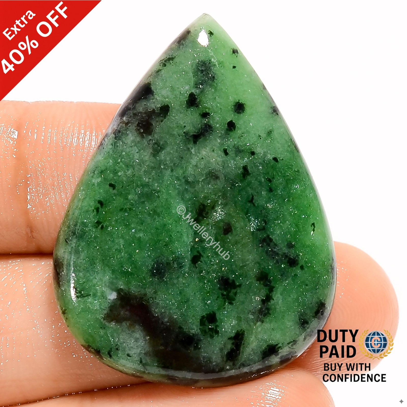 46.00 Cts Natural Ruby Zoisite Pear Cabochon Ethical Jewelry Supply 35X27X4 mm