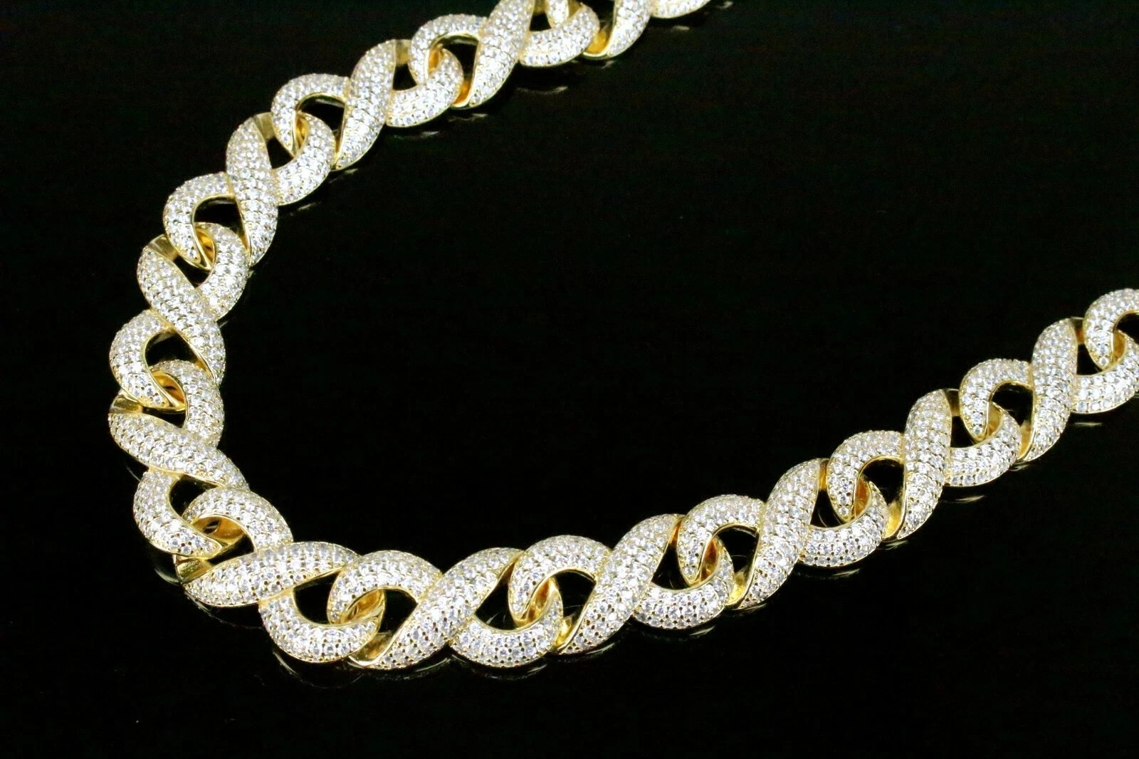 14k Stamped 14mm INFINITY 62.8ctw Lab Sim VVS1 Diamonds Chain Necklace 160g+