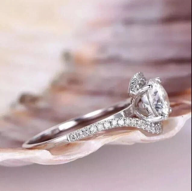 2Ct Round Lab-Created Diamond Solitaire Engagement Ring 14K White Gold Plated