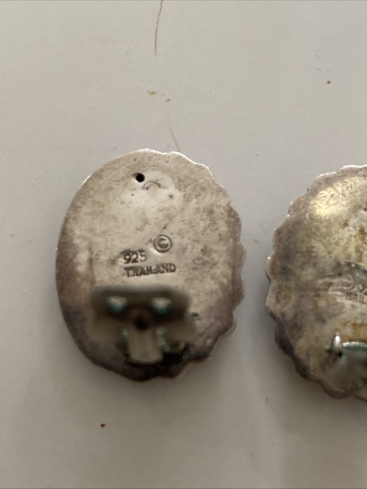 Vintage 925 Sterling Silver Art Deco Clip-On Button Earrings 7.71g Thailand