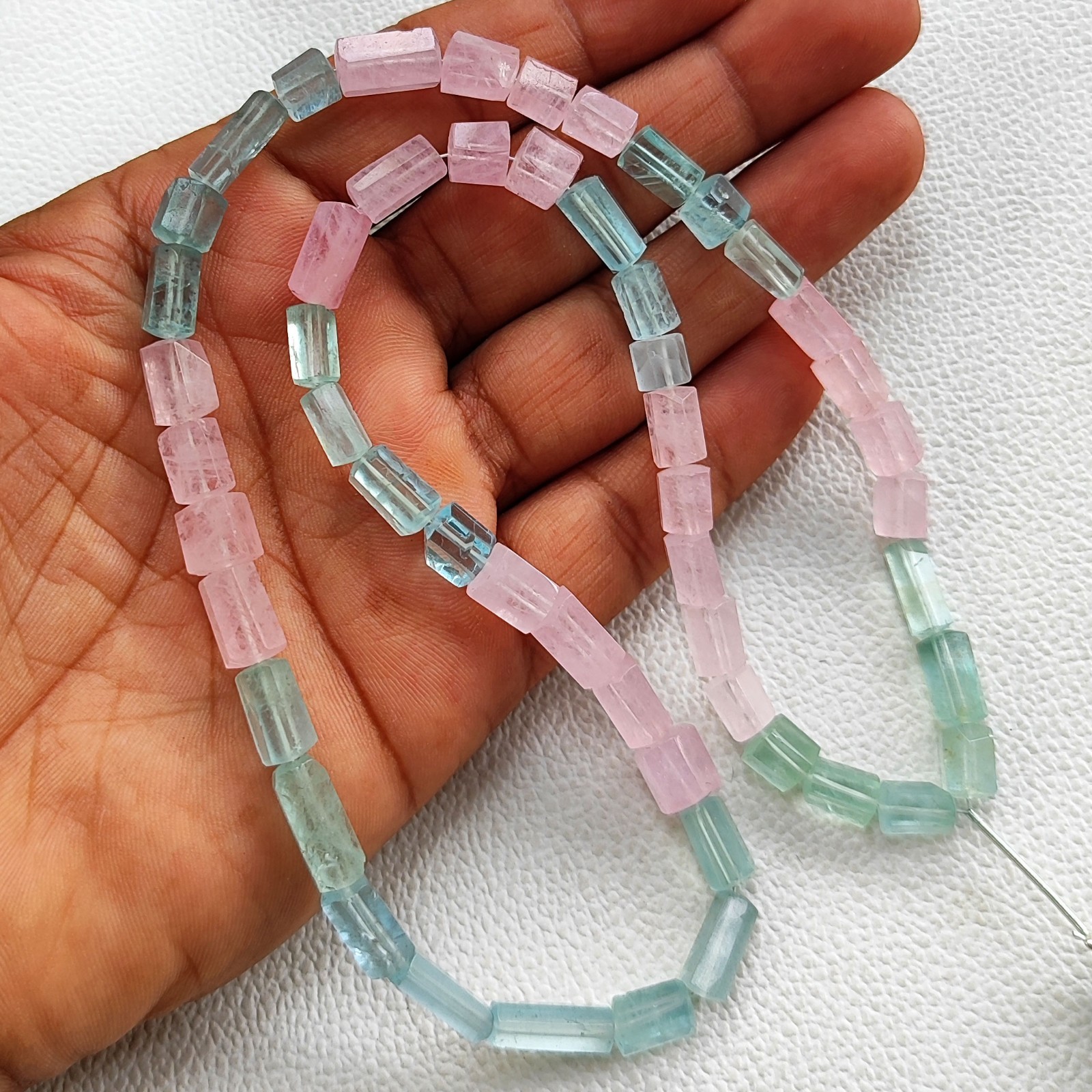 Brazil Natural Multi Beryl Smooth Tube Shape Beads 19″ Strand 9-13mm Gemstone