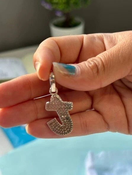 1.20Ct Round Cut Simulated Diamond Custom Letter Pendant 14K White Gold Plated
