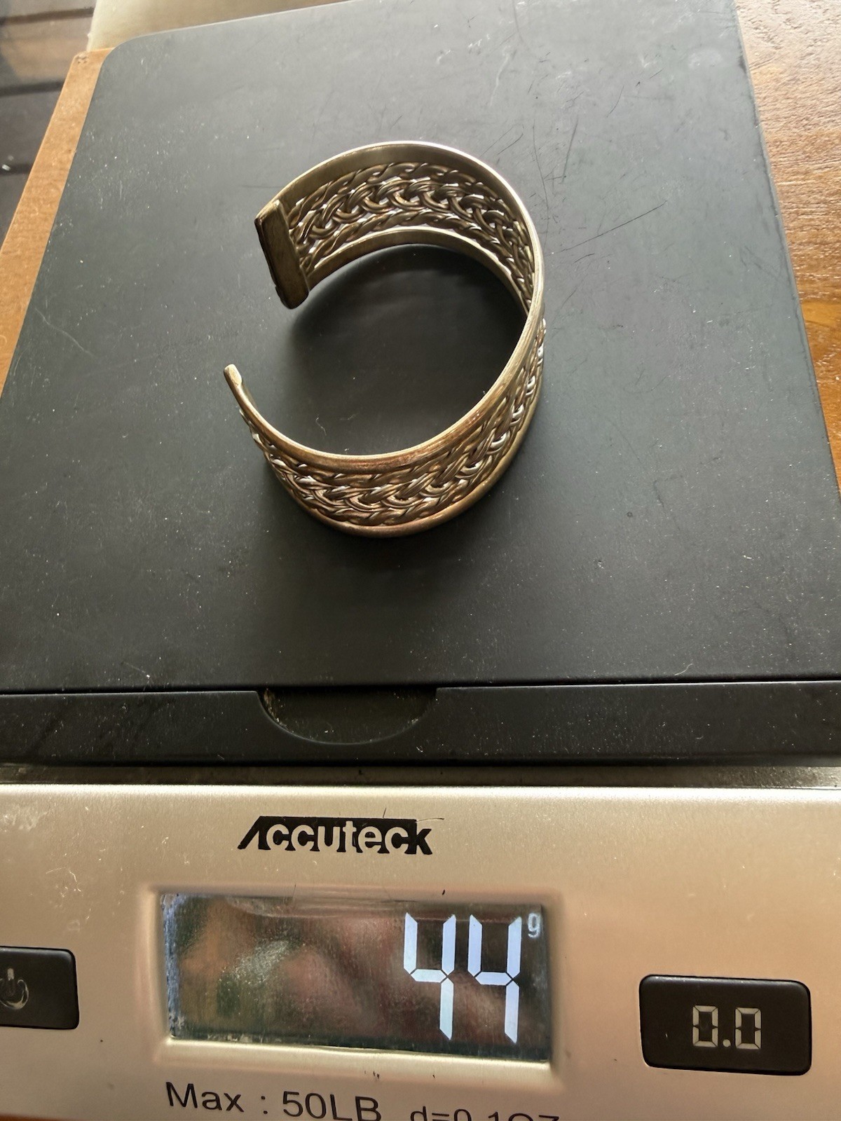 Braided Cuff Bracelet Mexico Sterling Silver 925 Size 7 Vintage