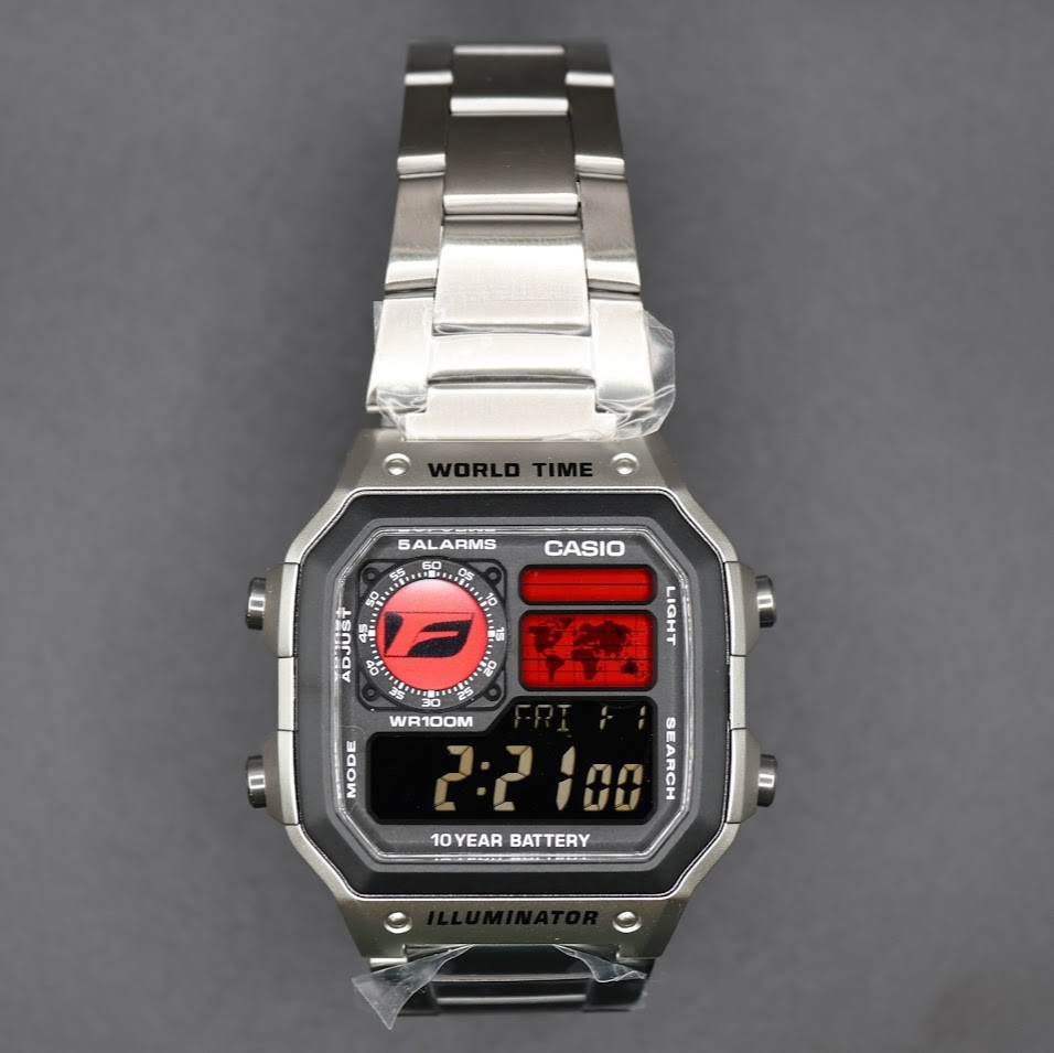 Lexus F Badge CASIO AE-1200WHD. Royale Watch Mod. Negative Display – F Racing
