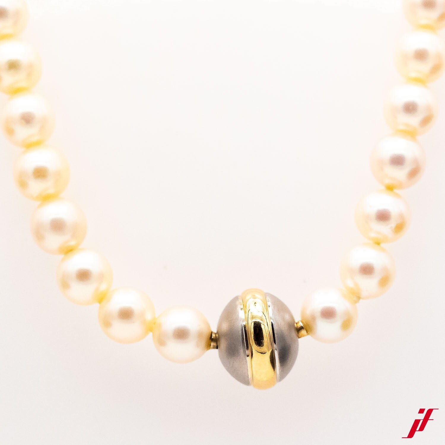 Pearl necklace 750/18C yellow gold 950 platinum without stone 42 cm-value €3800
