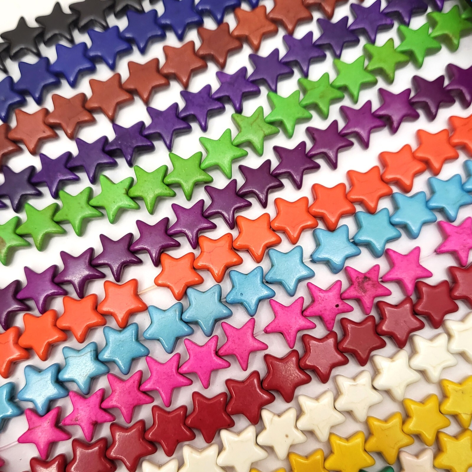 Turquoise Star Bead Howlite Turquoise Spacer Yellow Black White Pink Blue 15″