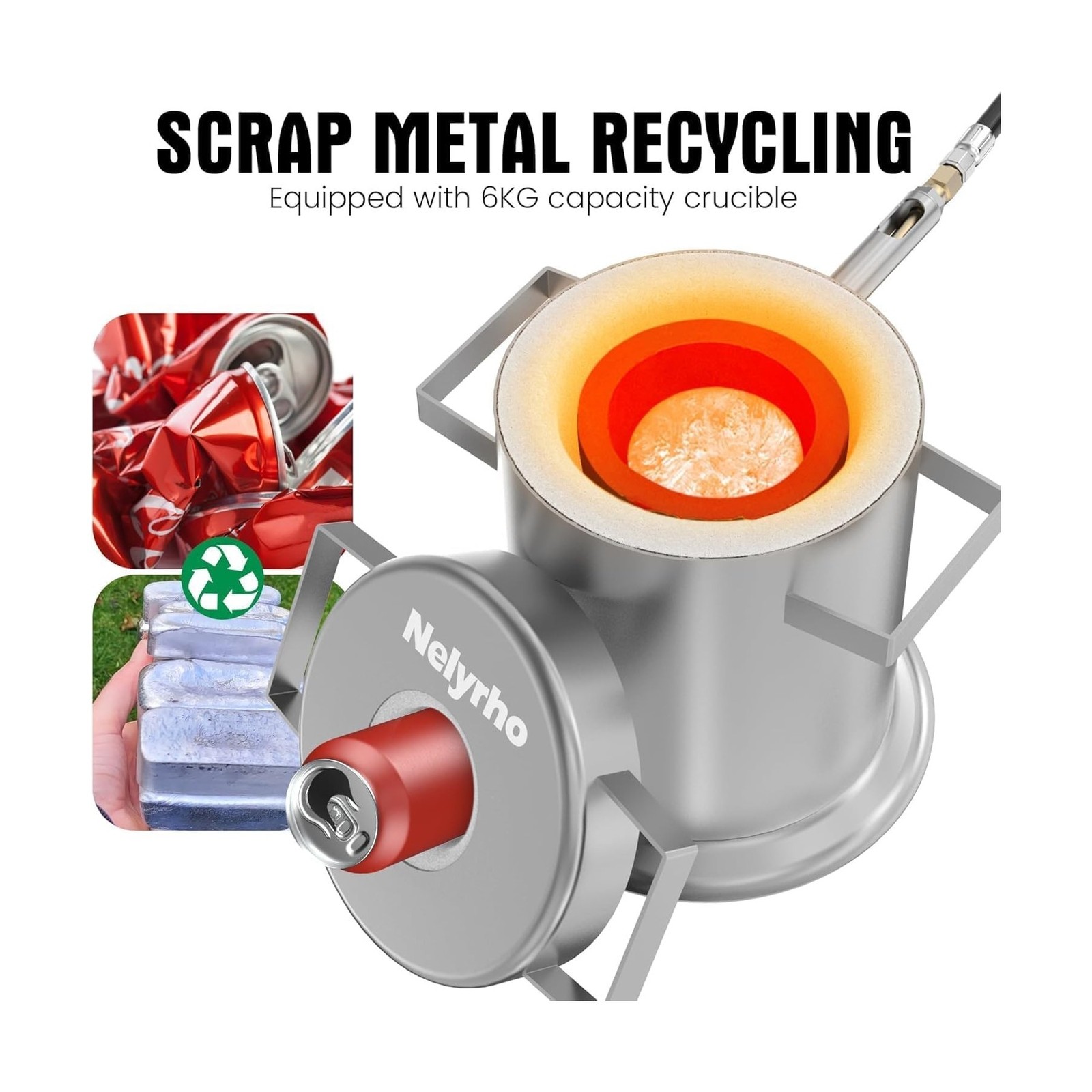 Nelyrho 6KG Smelting Furnace Kit – Full Stainless Steel Foundry with Crucible…