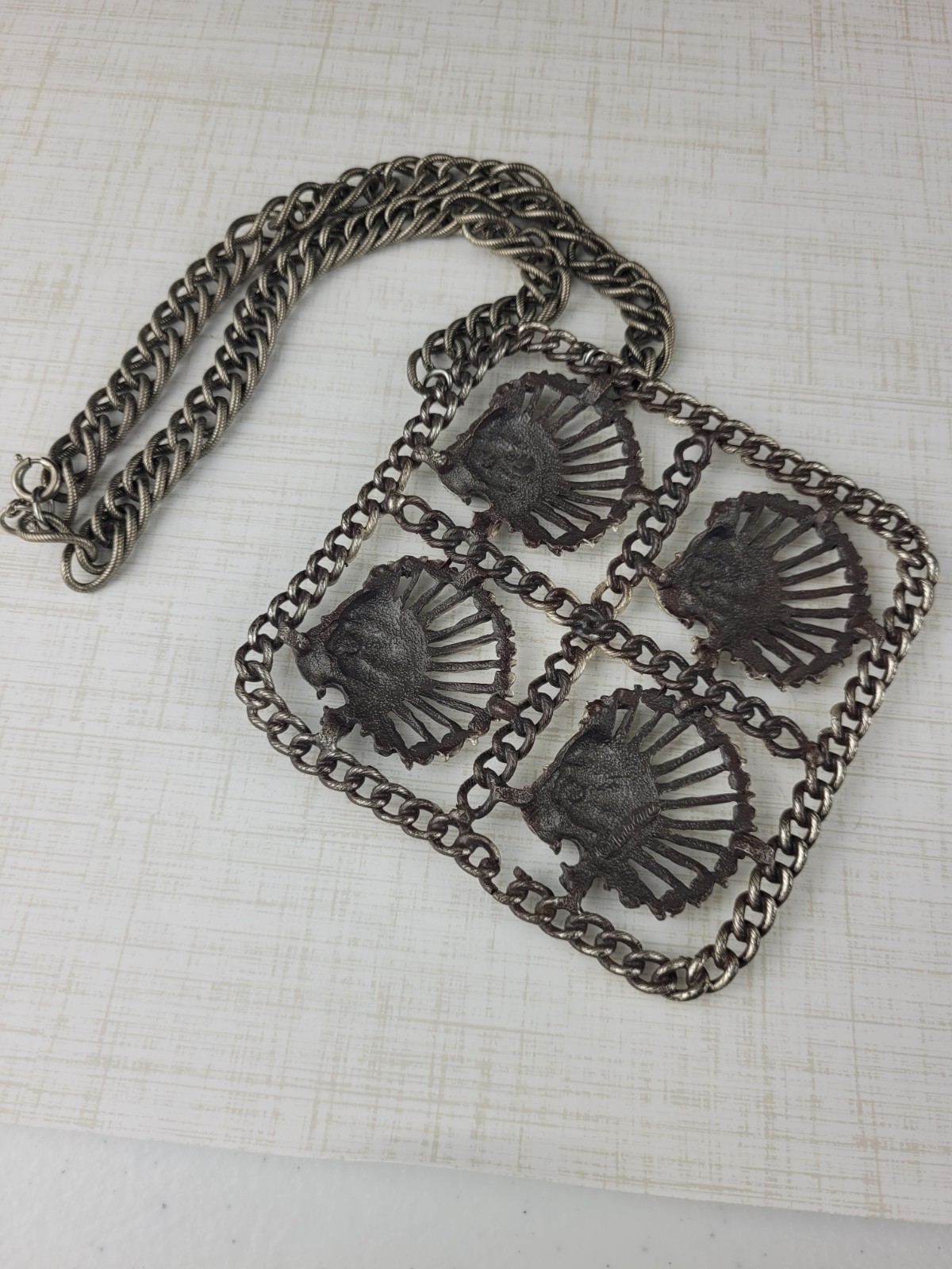 RARE MCM Tortolani Lion Pendant Choker Necklace 17″ EXTRA LARGE PENDANT 5″ READ