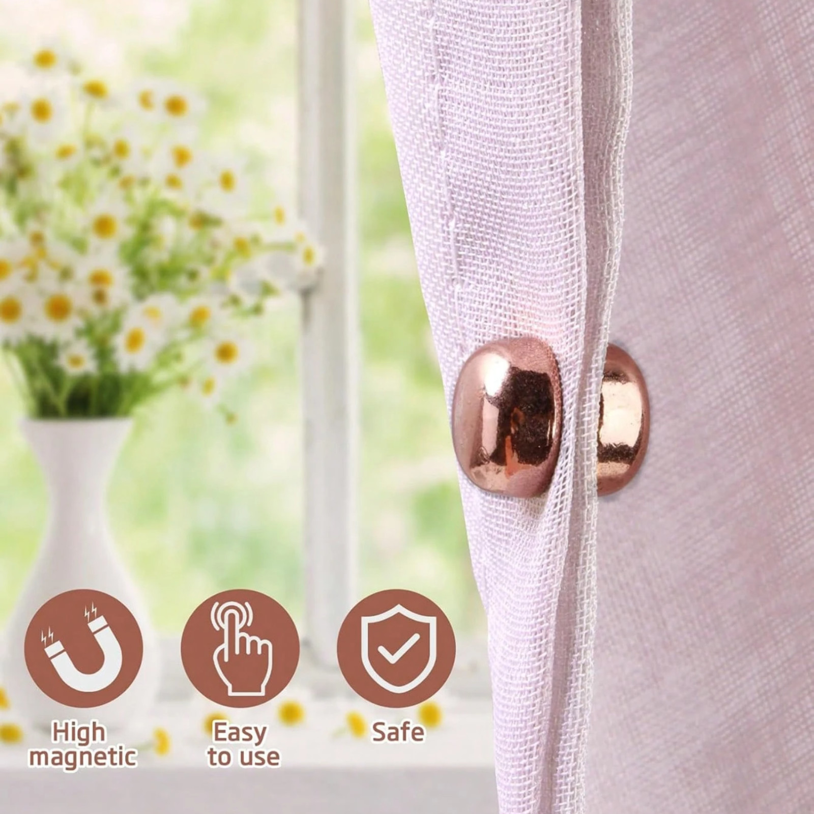 2/8pair Brooches Magnetic Classic Round Shiny Matt Stable Scarf Clips Hijab Pin