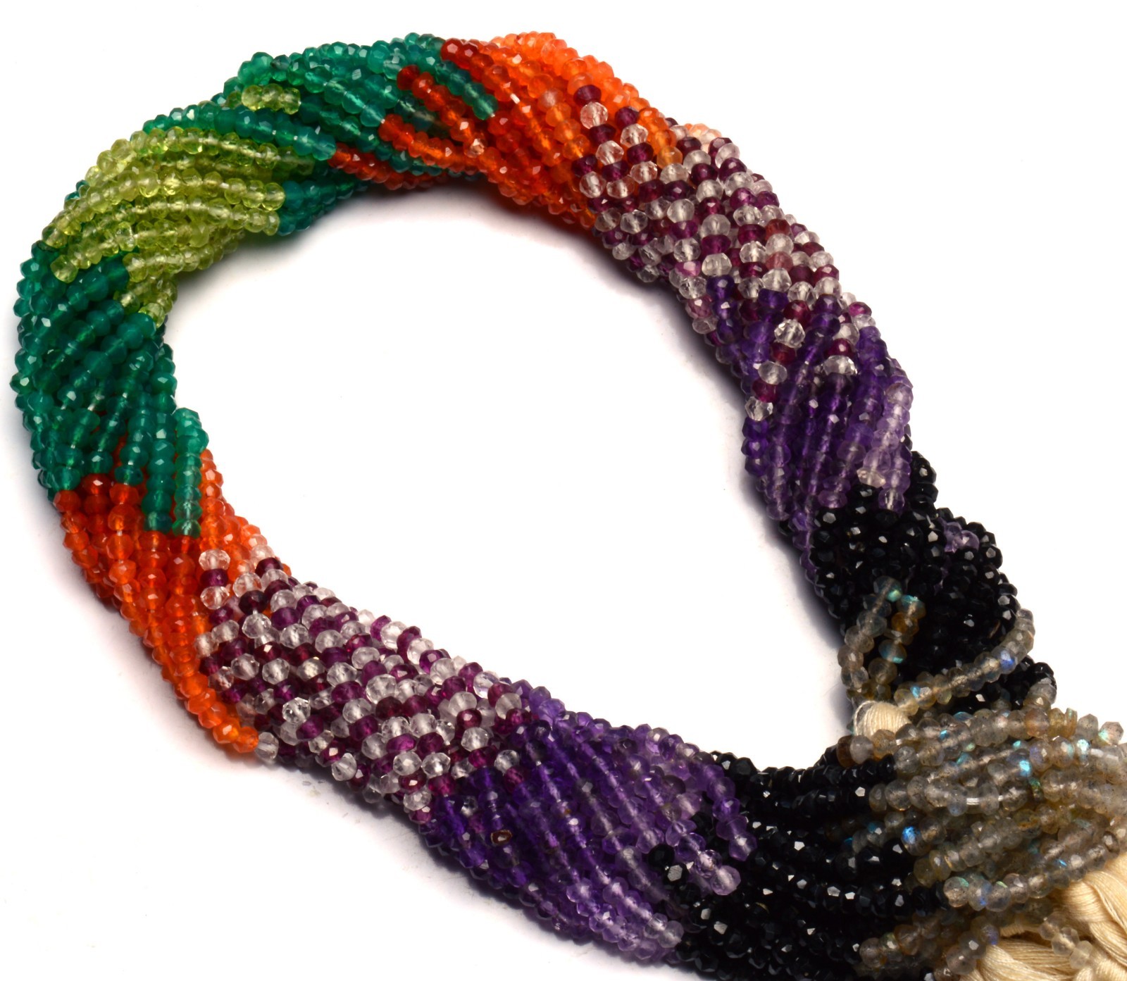 Natural Mix Gemstones Micro Faceted 3MM Approx. Rondelle Beads Strand 14″