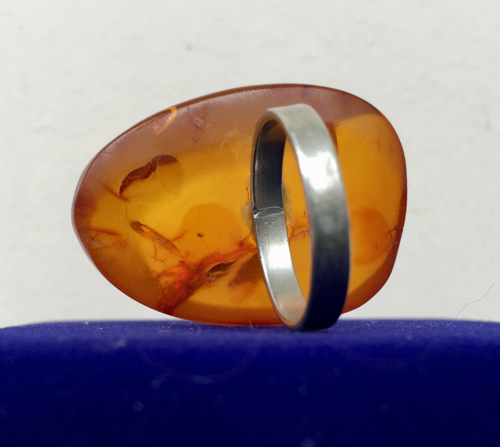 Ring made of Natural Amber Cupronickel USSR period Size 8 18.25 mm 8.86 gr