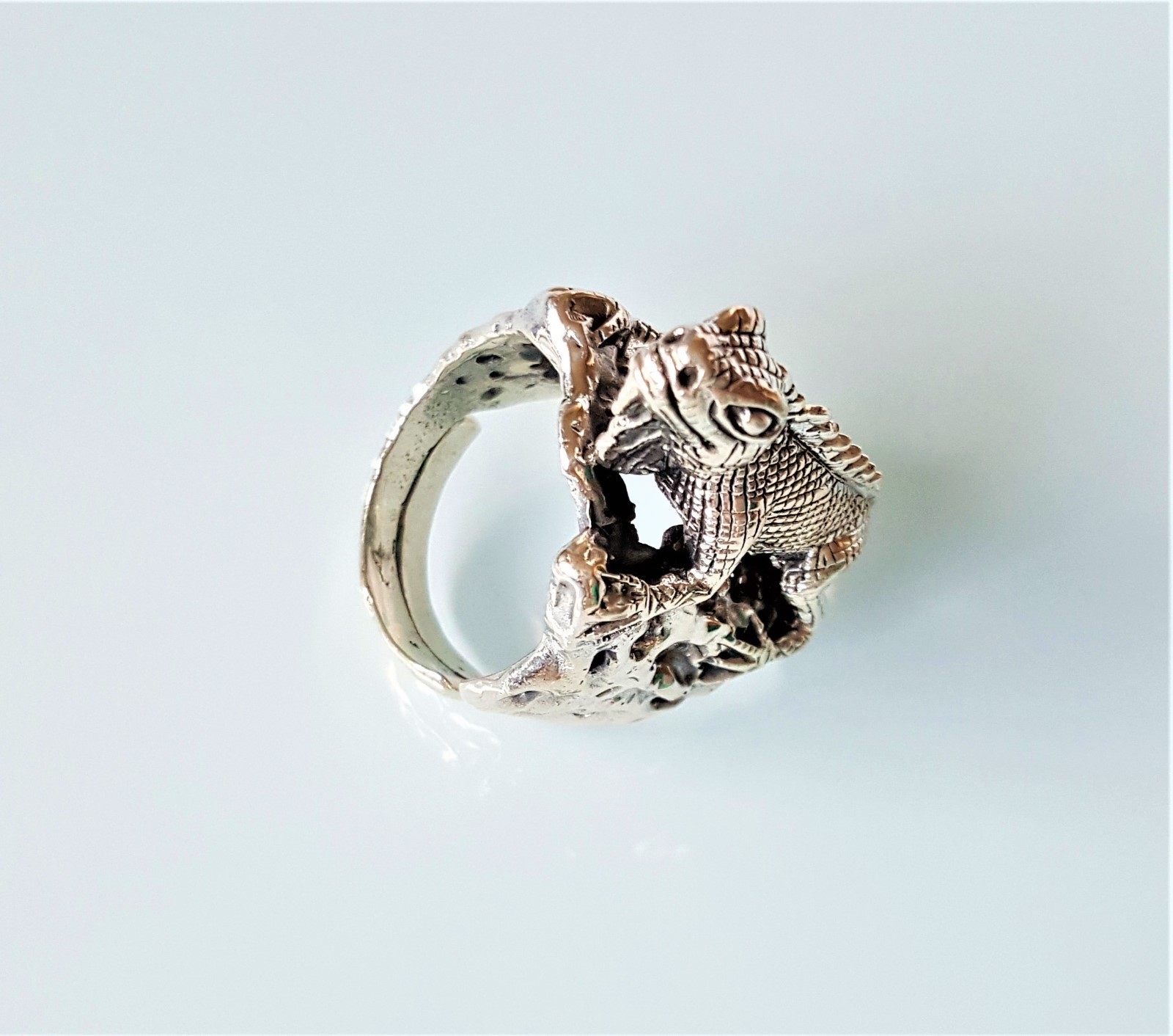 Iguana Lizard Ring STERLING SILVER 925 Handmade Exclusive Design Adjustable Size