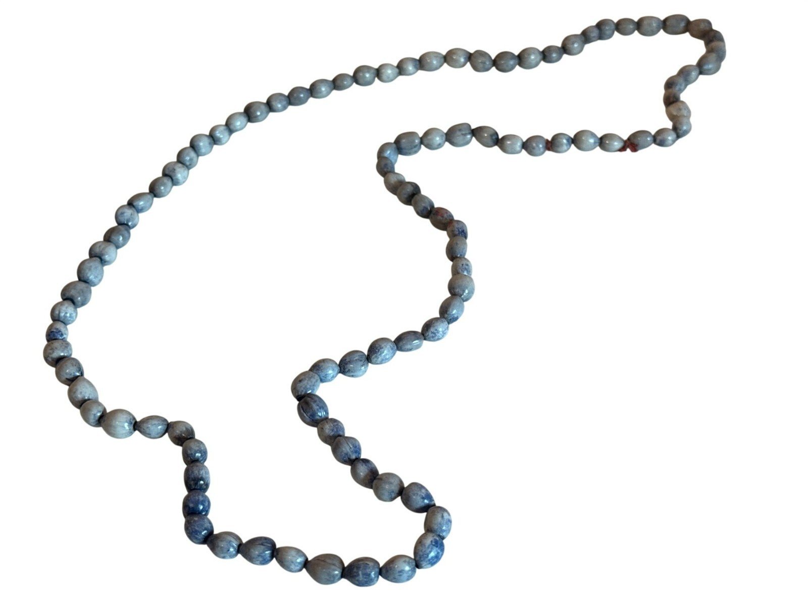 Dyes Job’s Tears Seeds Beaded Necklace Vintage 1960’s Handmade Hippie 18″