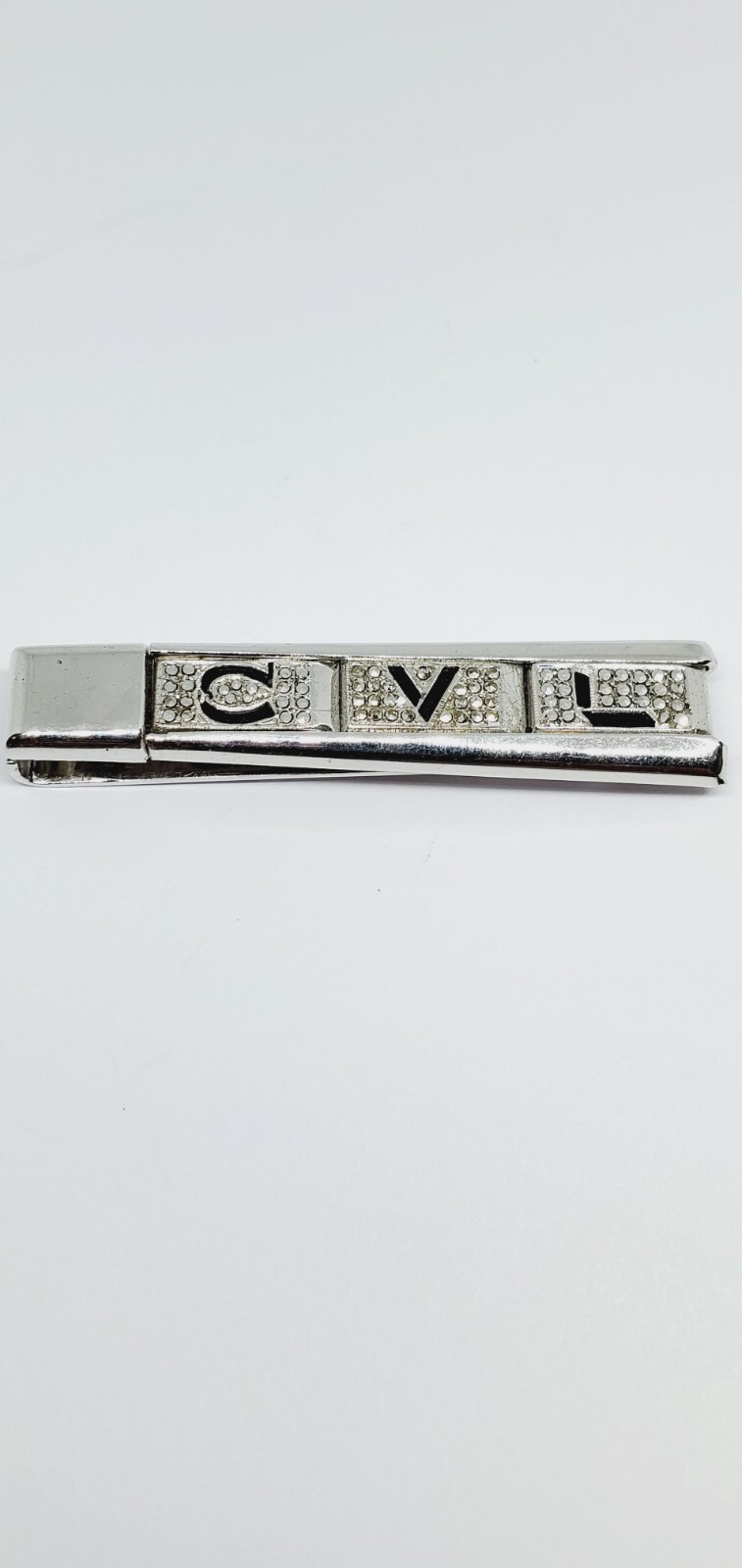 Vintage Sterling Silver KIMLER & DANIELS Marcasite Cufflinks & Tie Bar Clip (51)