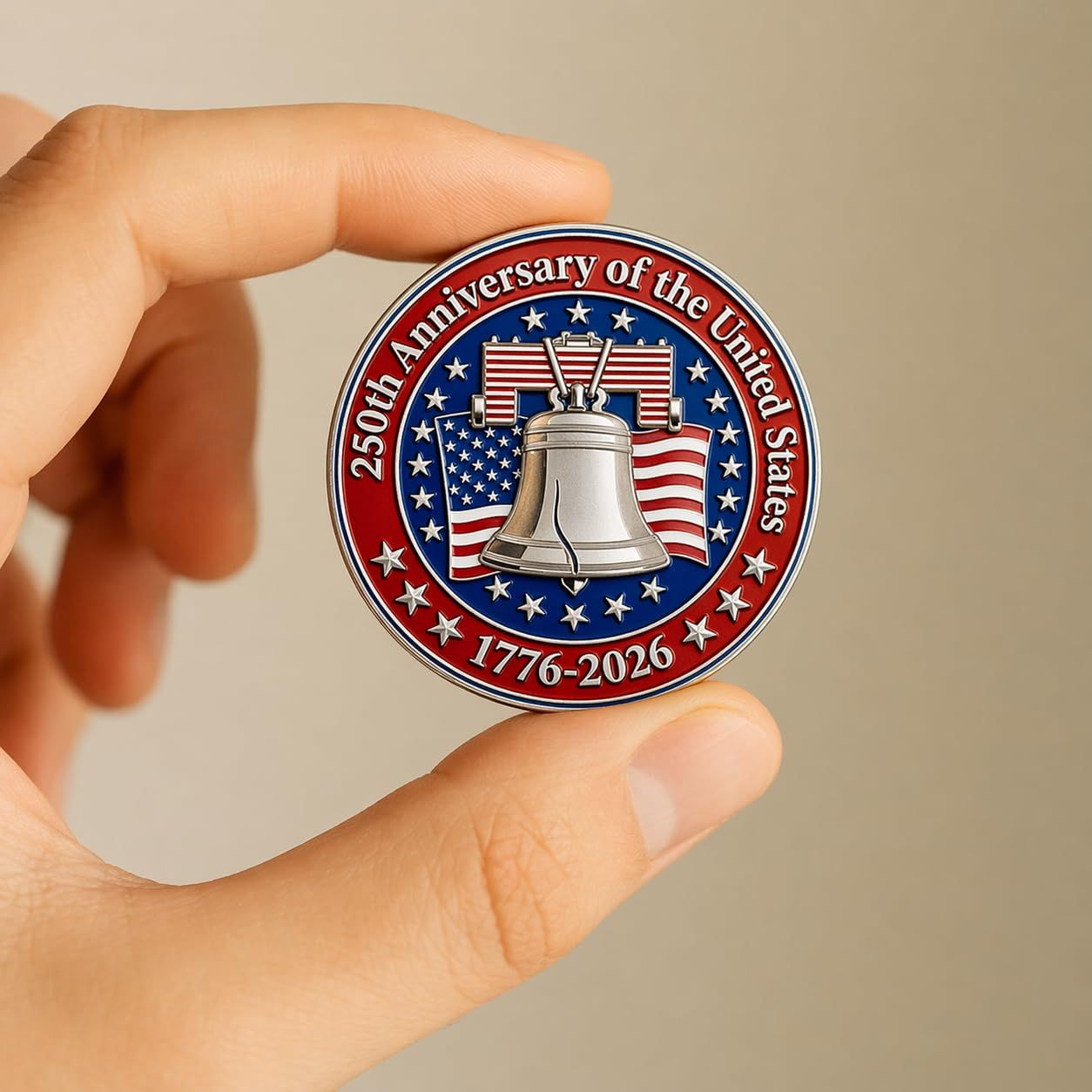 250 Years of Freedom American Enamel Lapel Pins Bulk, 10 Large, Multicolor