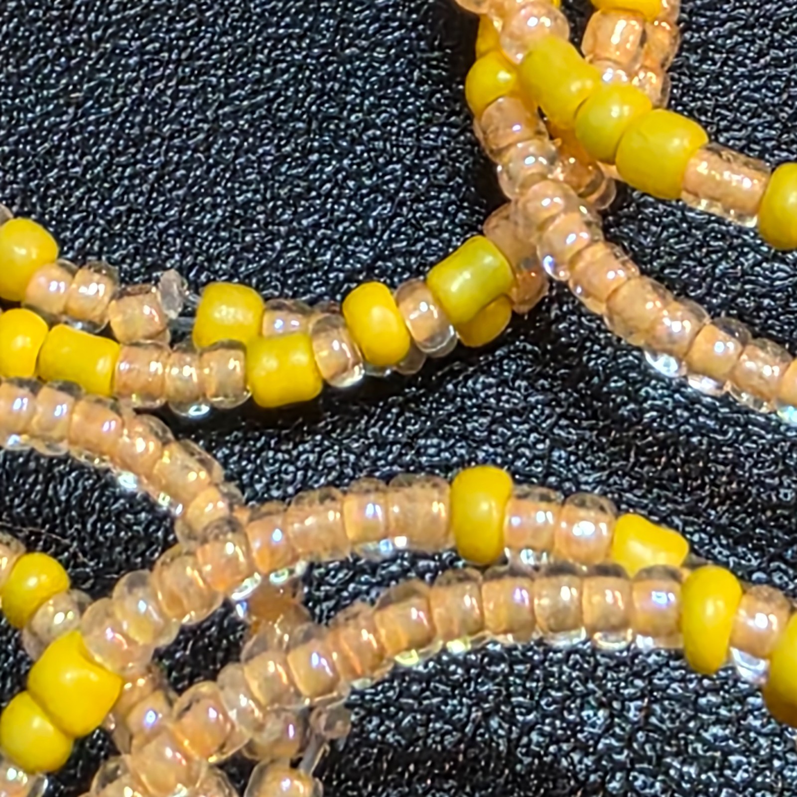 HSN Lemon Way Multi Circle Yellow Color Seed Bead 27″ Bib Necklace