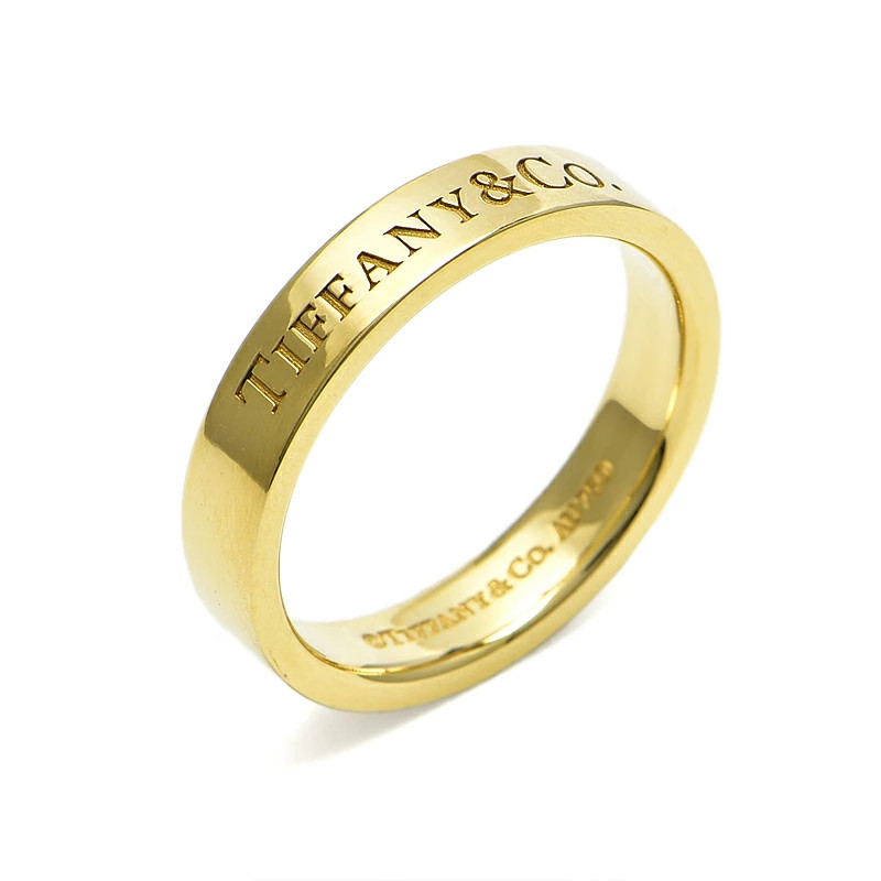 Tiffany & Co. K18YG Band Ring US 4.5 Wedding Ring, Flat, 3.5mm, Luxurious