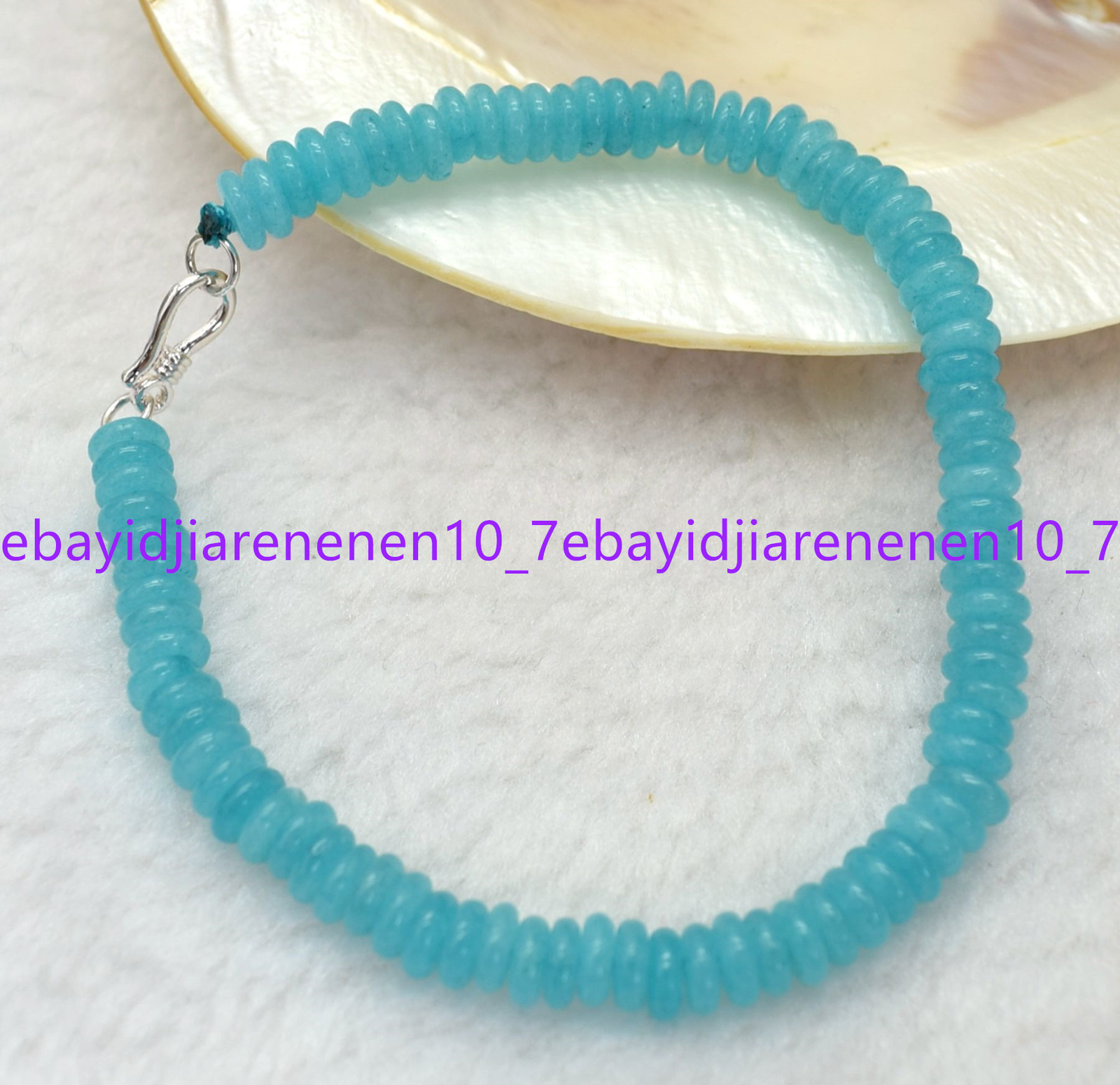 Natural 3x8mm/4x10mm Blue Aquamarine Gemstone Abacus Beads Bracelets 7.5 in