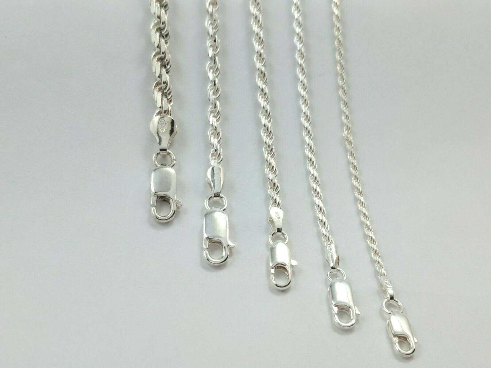 Sterling Silver Rope Chain Mens Boys Womens Bracelet or Necklace 925 .925