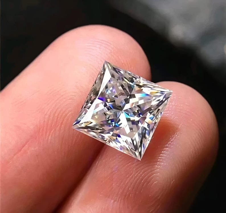 2 Ct Princess Cut Diamond Stone Loose White D Color VVS1 Gemstone +1 free Gift