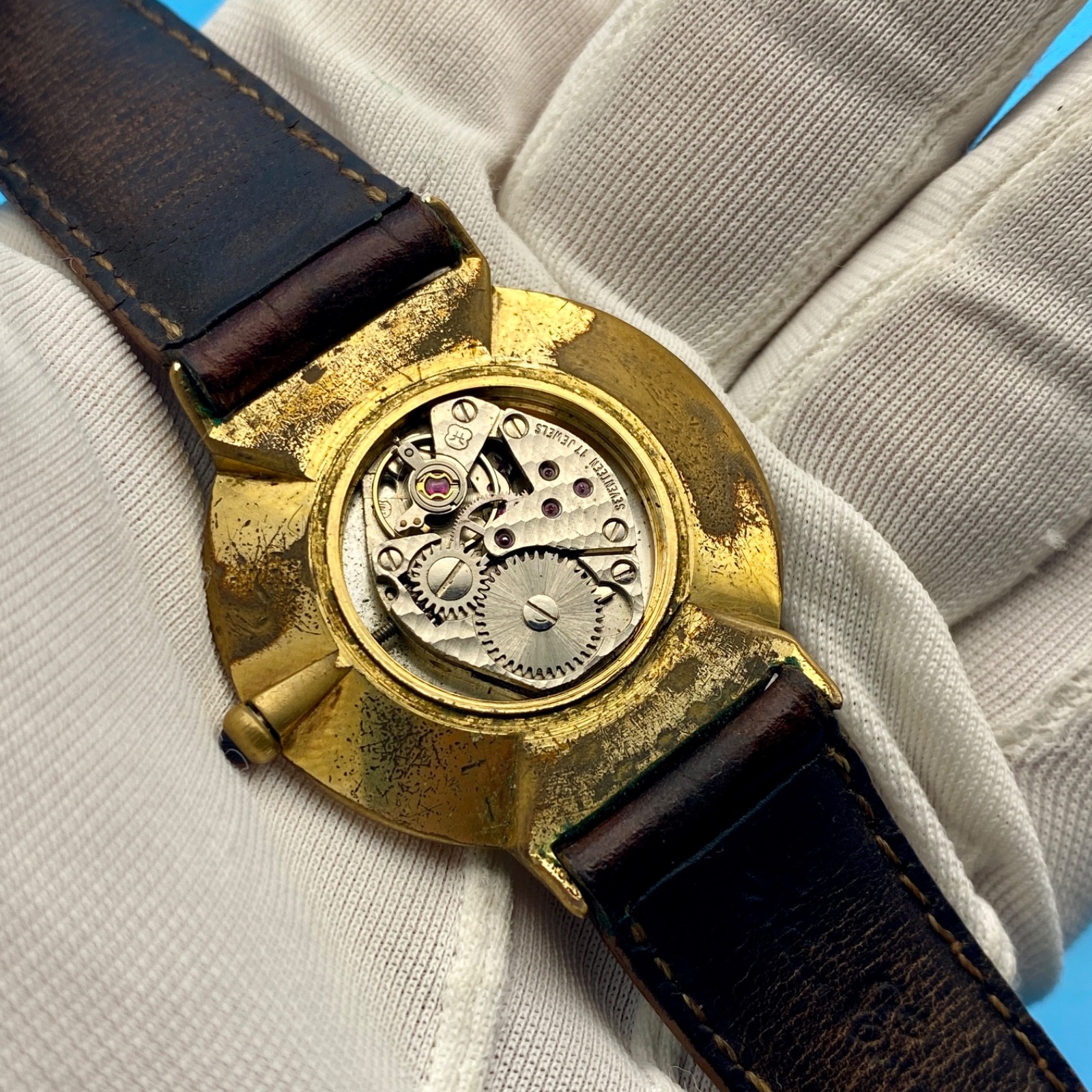 VINTAGE DUWARD DIPLOMATIC MANUAL WIND MEN’S WATCH SWISS GOLD PLATED RARE 1960´s