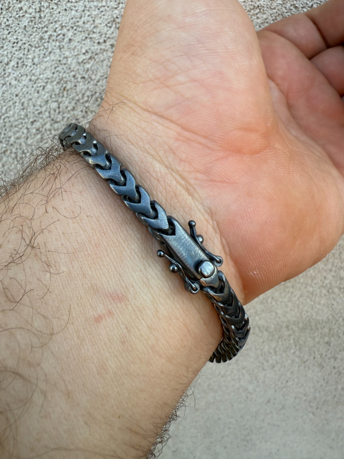 Handmade Mens Franco Bracelet Black Rhodium Over Real 925 Silver Box Lock 6mm