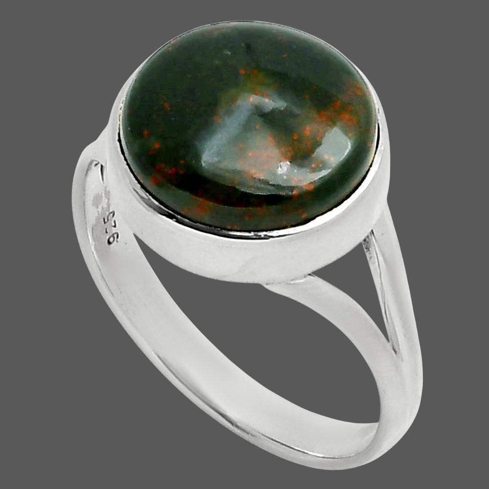 Natural Blood Stone – India 925 Sterling Silver Ring s.10 Jewelry R-1005