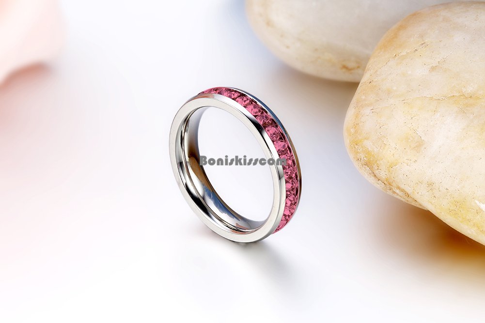 Stainless Steel Eternity Cubic Zirconia Cz Love Wedding Engagement Promise Ring