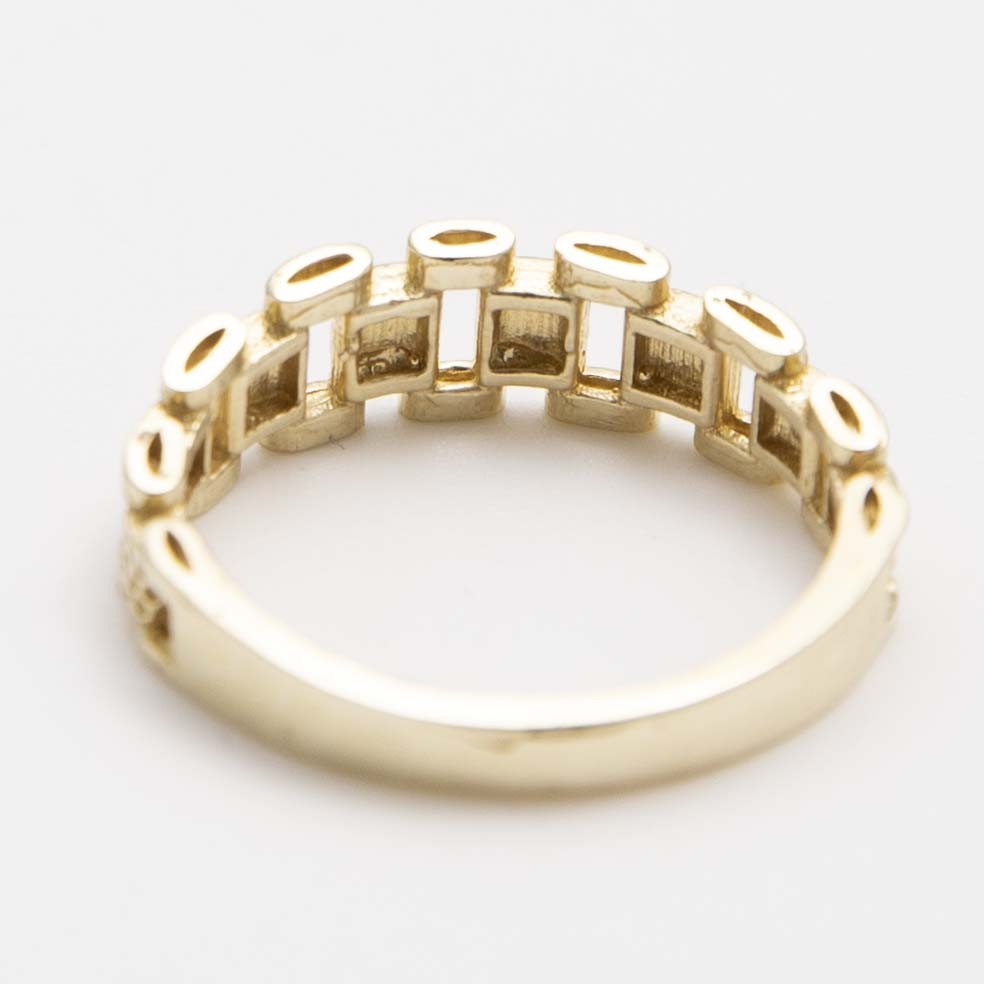 Railroad Link Ring Solid 10K Yellow Gold Size 6.5