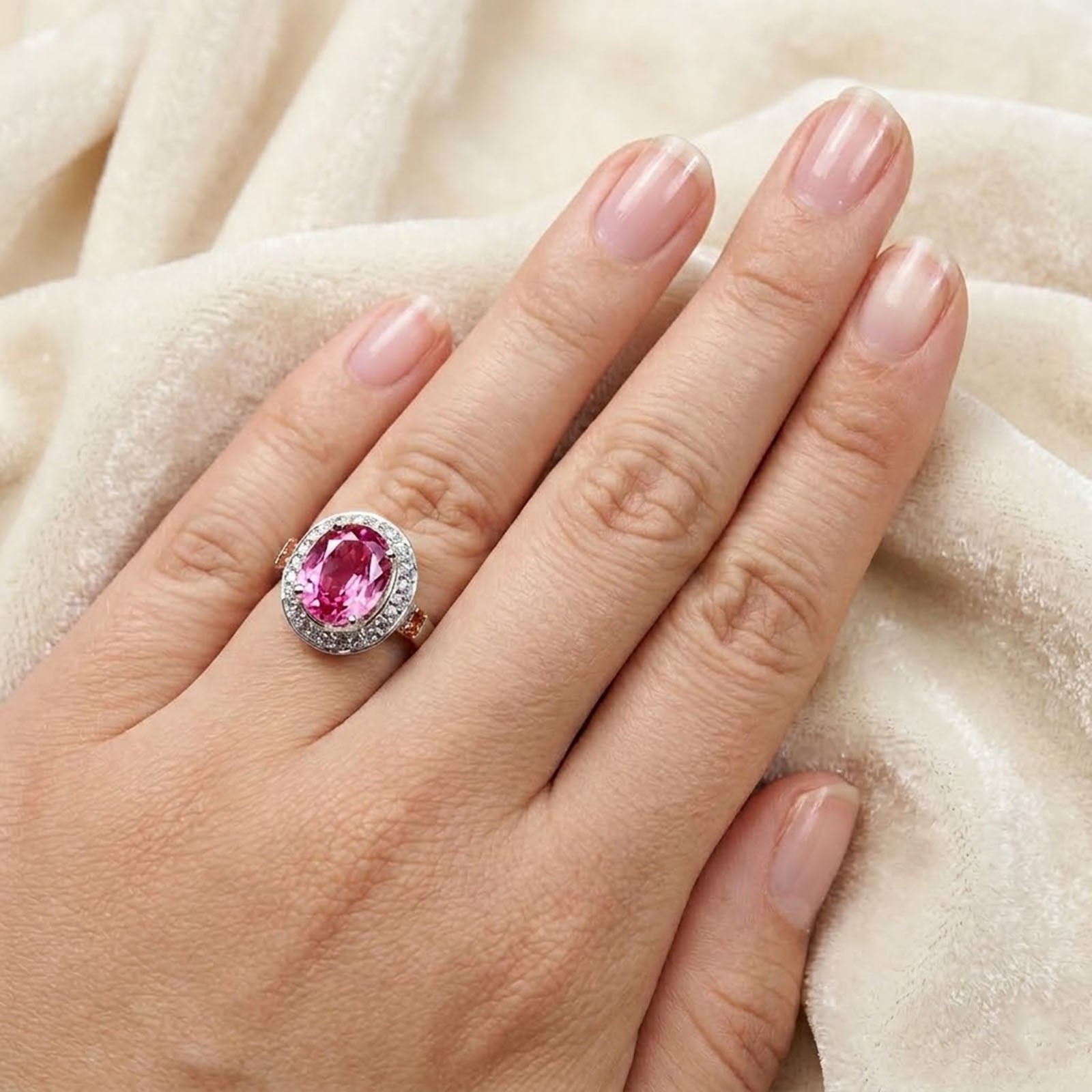 Precious Pink Padparadscha Sapphire 4.40Ct 925 Sterling Silver White Gold Rings