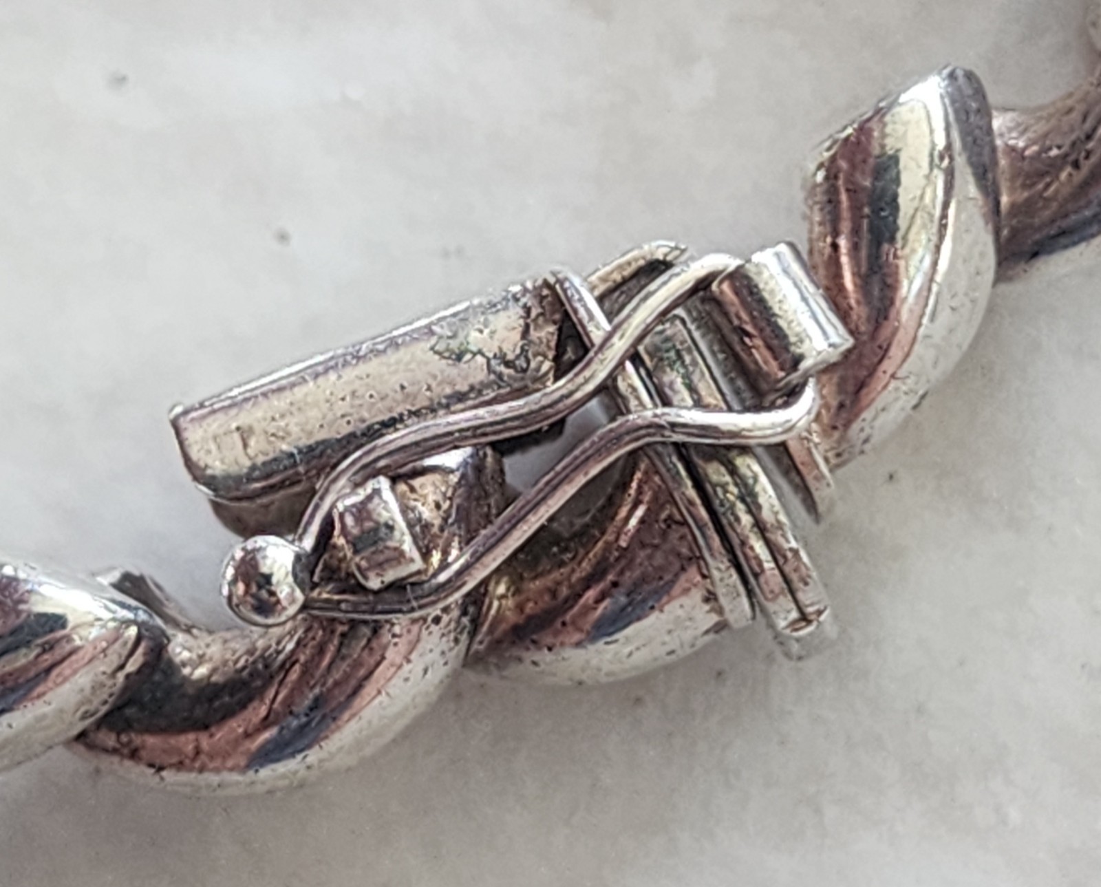 Italian 925 Sterling Silver San Marco Link Bracelet 7.25” Push Lock Safety