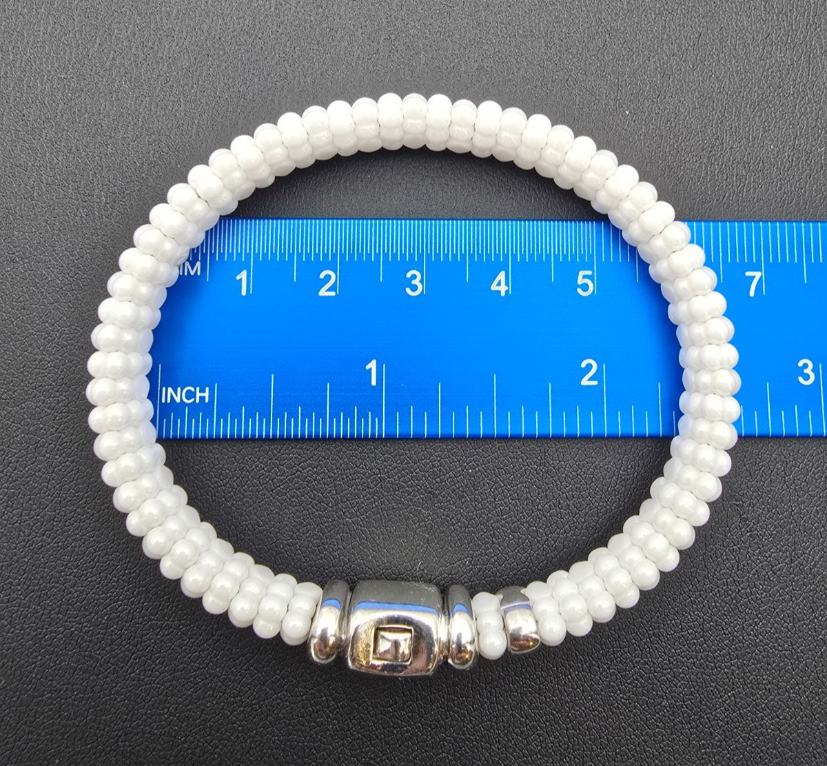 LAGOS Caviar White Ceramic Sterling Silver 18K Bracelet Average Size