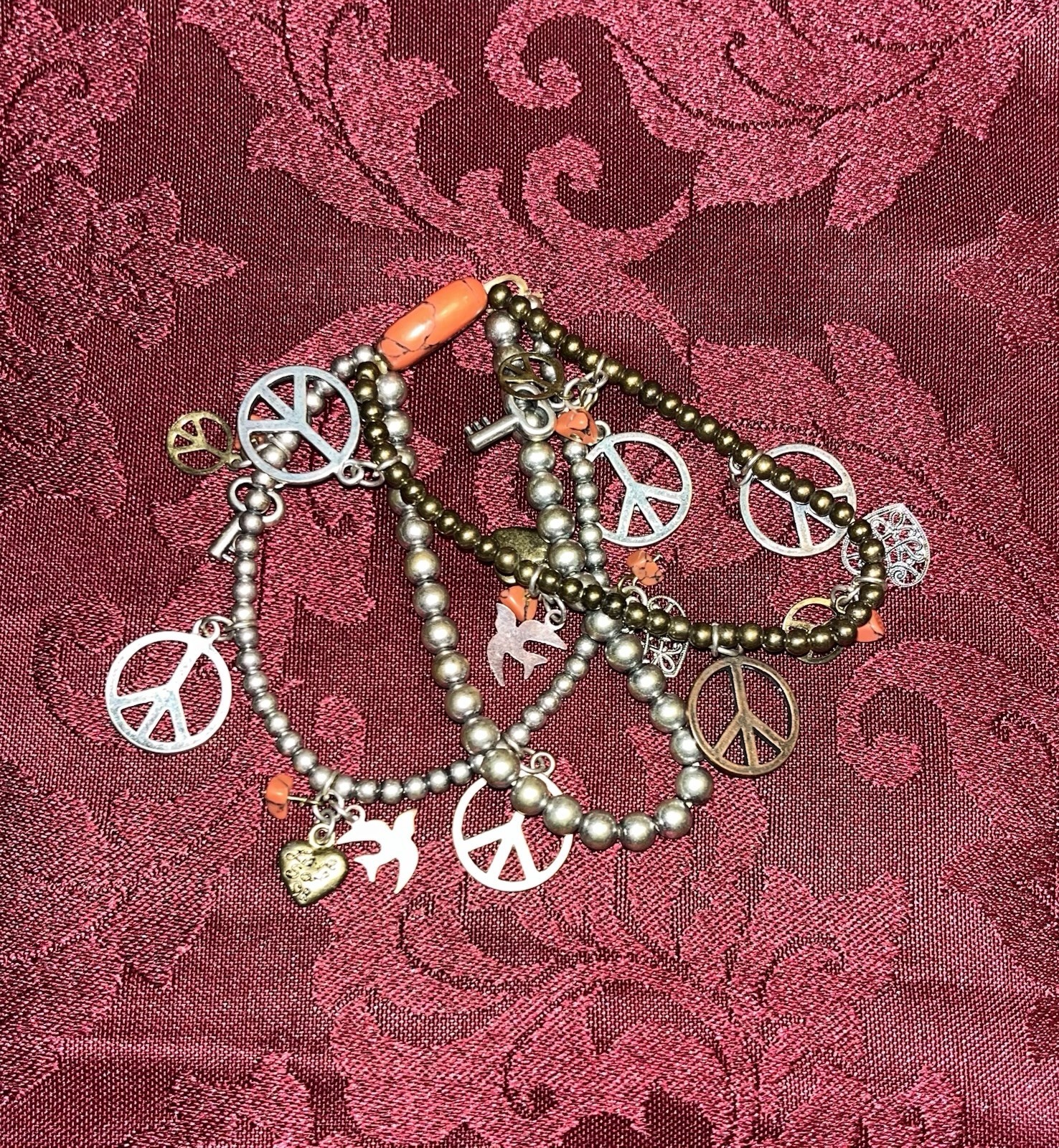Vintage Bohemian multi-strand Charm Bracelet by Lucky Brand Silver-tone