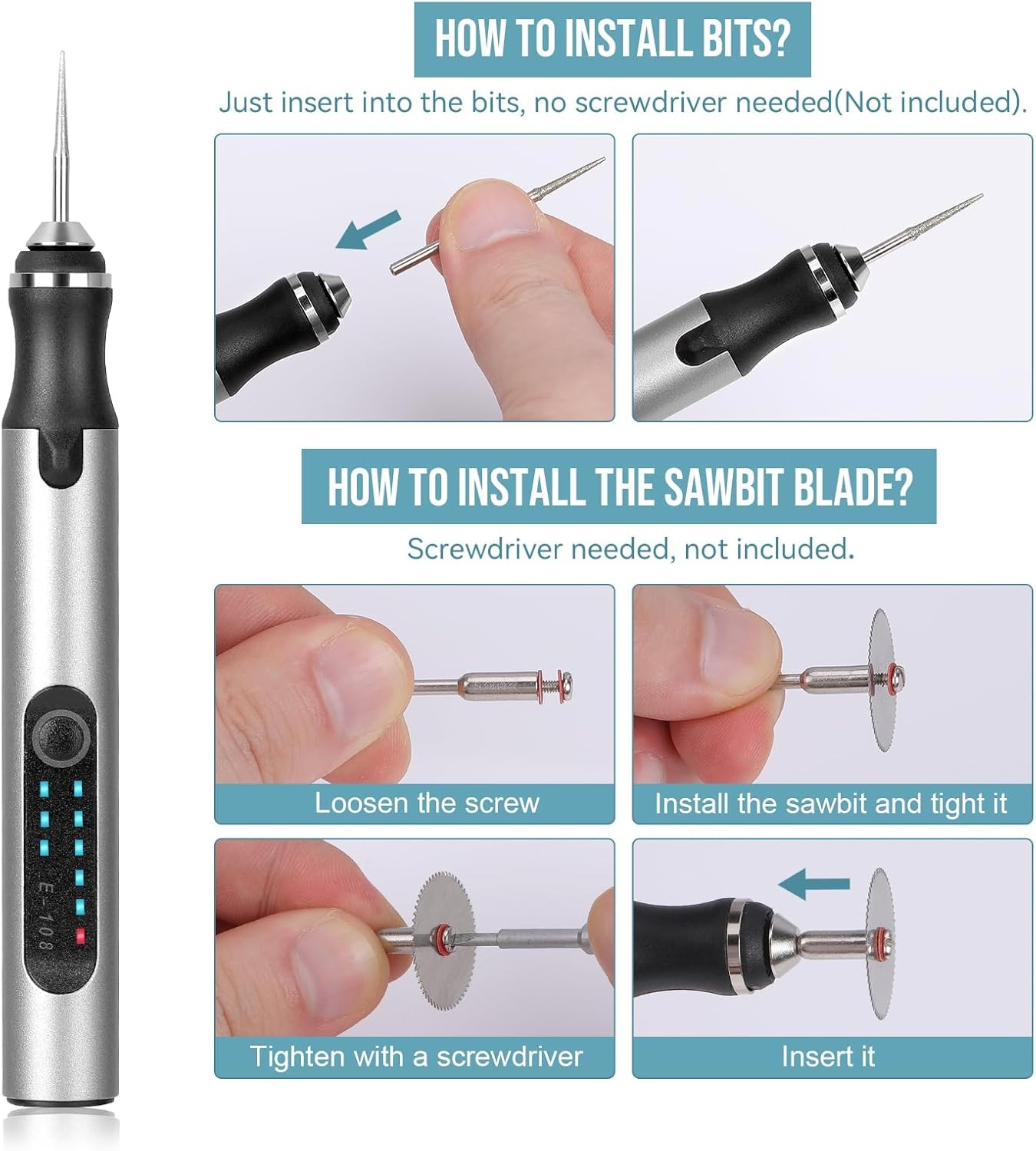 Electric Engraving Pen with 37 Bits USB Rechargeable Cordless Engraving Machine
