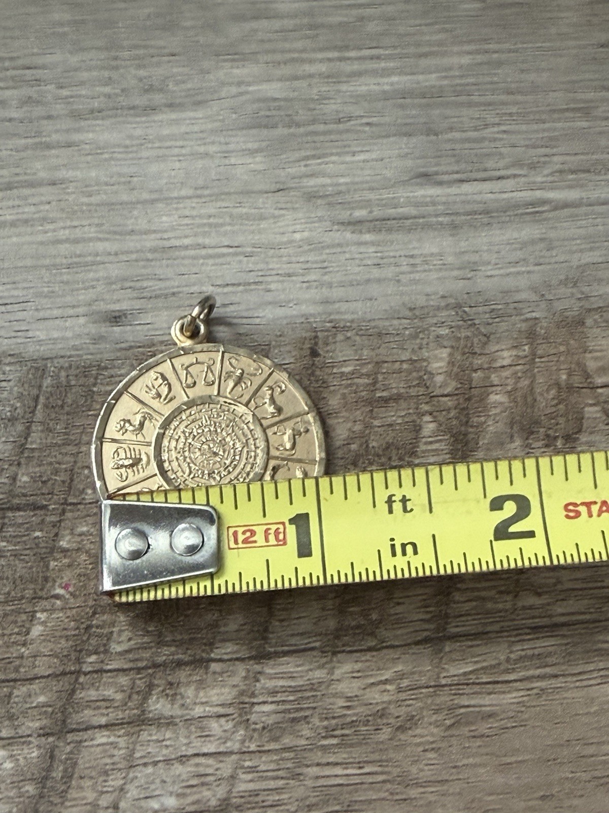 Gold Tone Zodiac Wheel Pendant Astrology Circular Charm Necklace