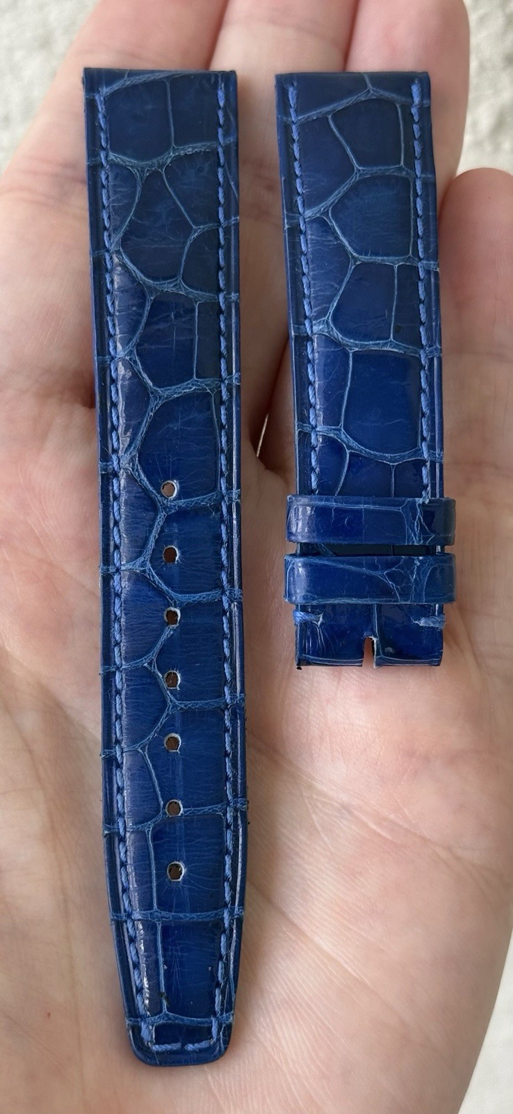 IWC 18mm x 16mm Shiny Blue Alligator Watch Strap Band 1232 Authentic OEM