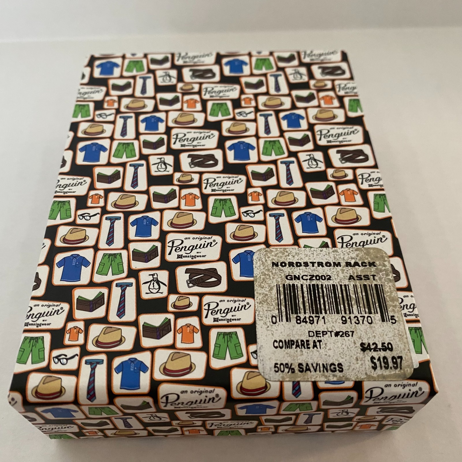 Original Penguin Cufflinks & Tie Bar Gift Set Silver Tone NIB Dress Formal Box