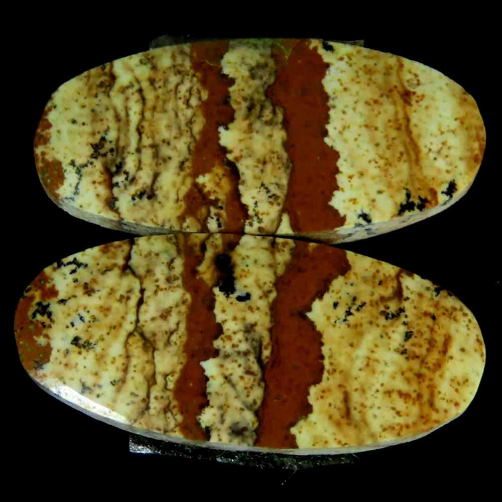 22.40Cts.100%Natural Designer Picture Jasper Pair Oval Cab 11x25x4mm Gemstone