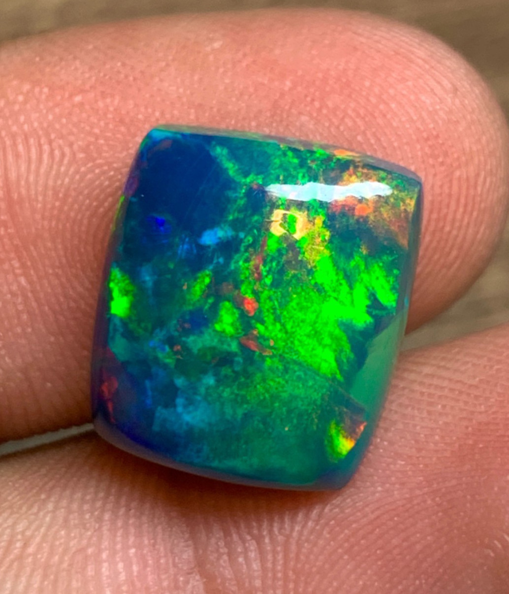 Ethiopian Black Opal 5.80crt Cushion Cabochon Rainbow Loose Gemstone for Jewelry