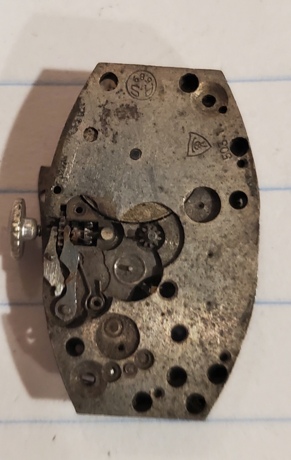 Henex SX6 Mechanical Manual Watch Movement 6 Jewels For Parts Or Repair