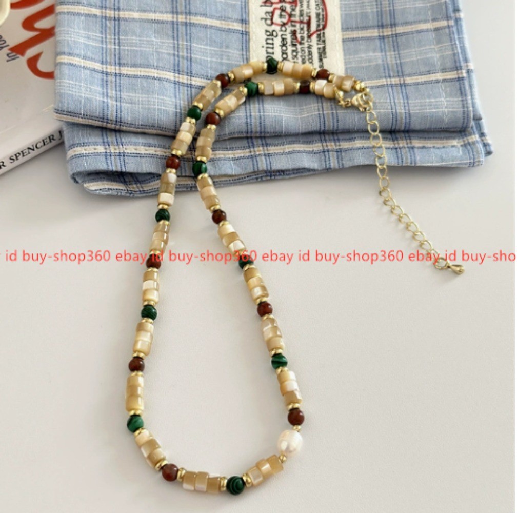 Colorful Beaded Small Fresh and Sweet Freshwater Pearl Collarbone Chain 40cm+6cm