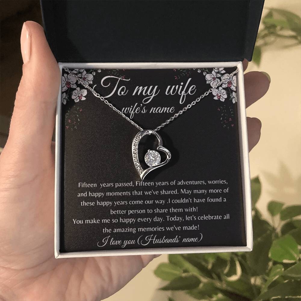 15th Anniversary Wife Necklace Gift Fiancée Girlfriend jewelry Gifts for Her