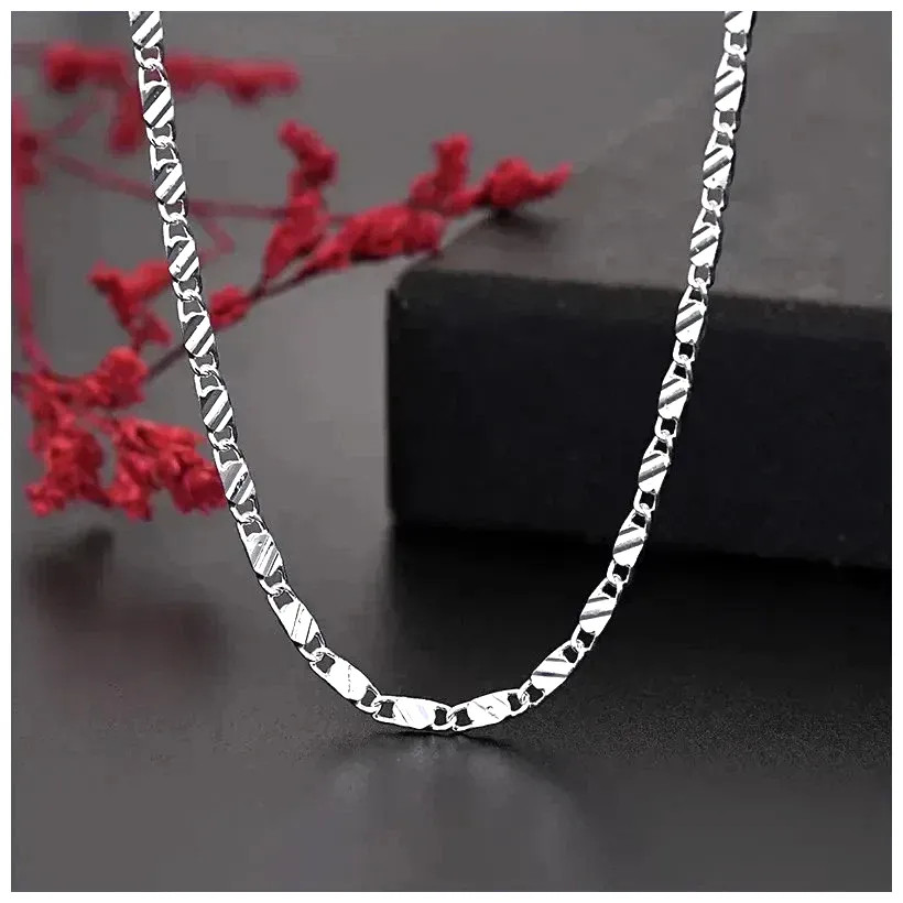New 925 Sterling Silver fine 2MM flat Clavicle chains Necklaces for Men Women