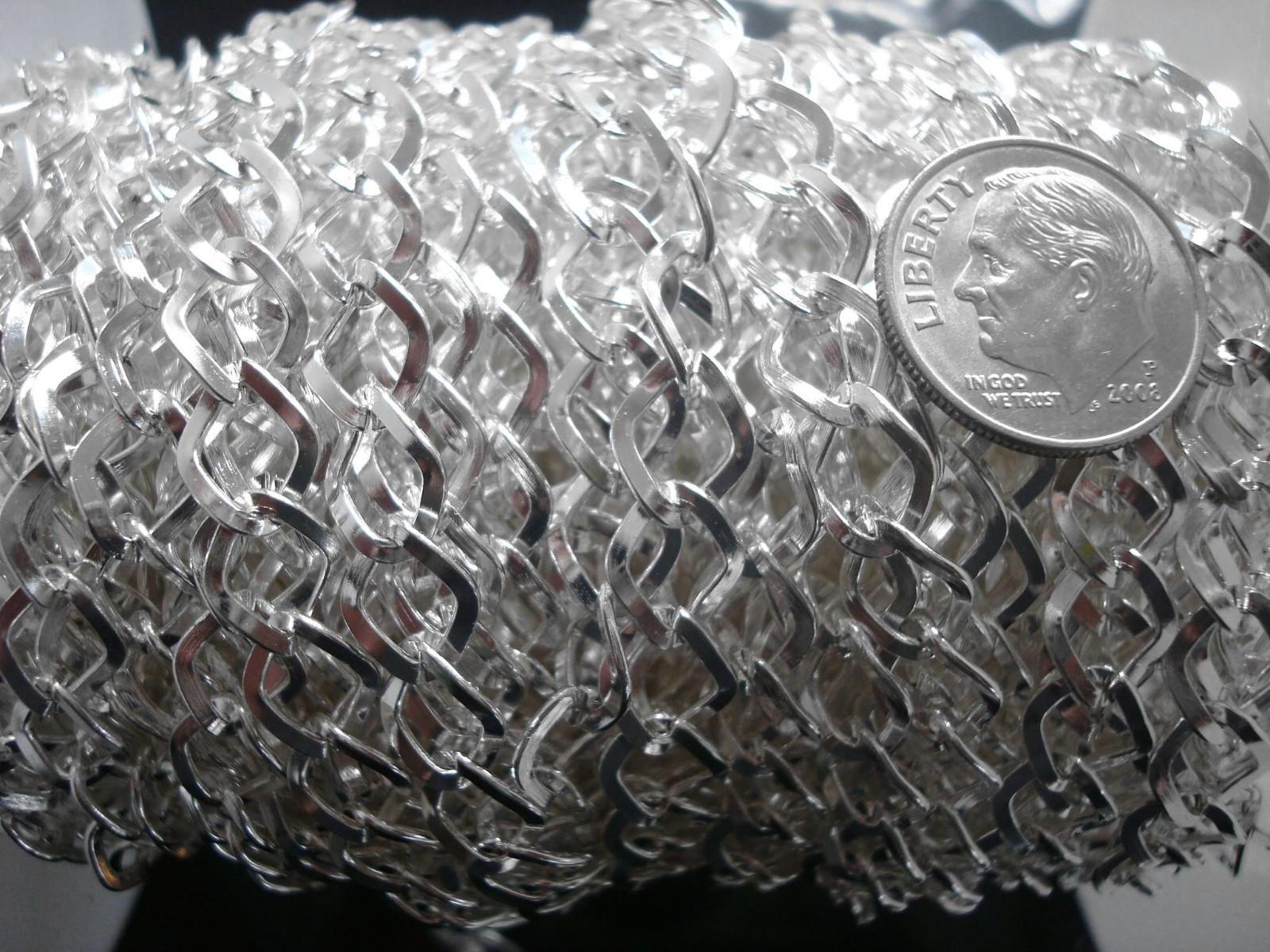 6 ft Silver plated cable chain 8x7mm diamond twist 4 open links inch PCH009